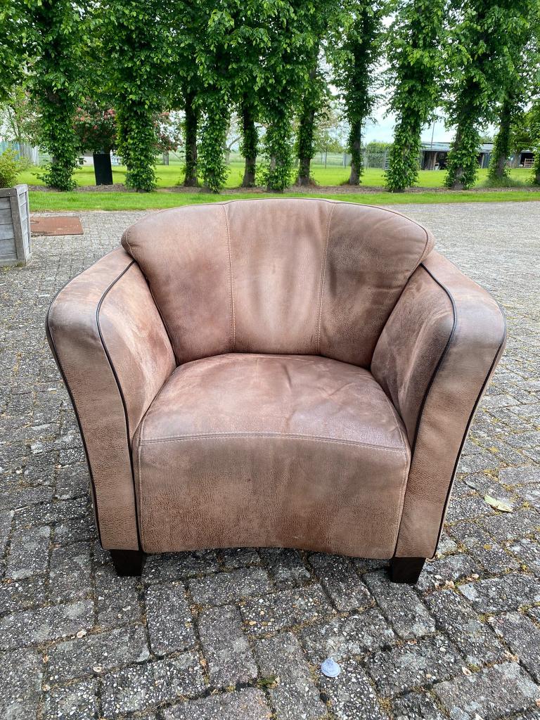 Fauteuil/chaise en micro cuir marron en micro cuir marron, Maison & Meubles, 1 tabouret, Enlèvement ou Envoi, Utilisé, Cuir