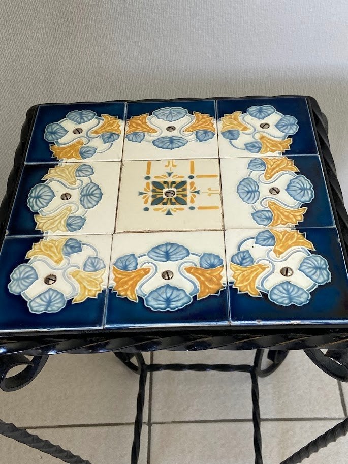 Retro ART DECO bijzettafeltje met keramische tegels dd 1930, Enlèvement