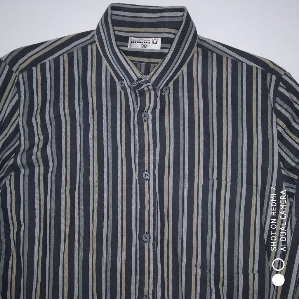 MELKA 38 shirt met lange mouwen., Kleding | Heren, Halswijdte 38 (S) of kleiner, Ophalen of Verzenden, Grijs, Gedragen