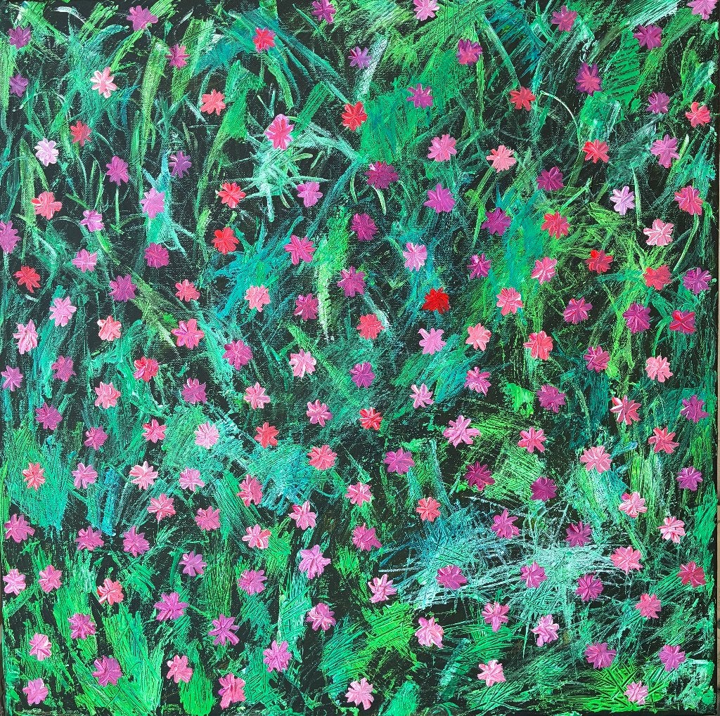 Peinture sur toile fleurs tableau cadre schilderij, Ophalen of Verzenden