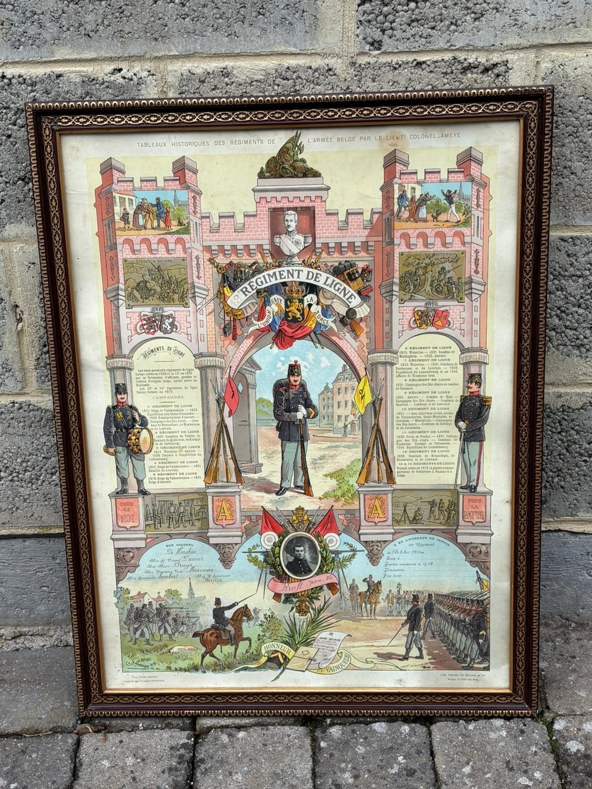 Cadre sur les régiments de ligne ABBL 58 x 75 cm, Collections, Objets militaires | Seconde Guerre mondiale, Enlèvement