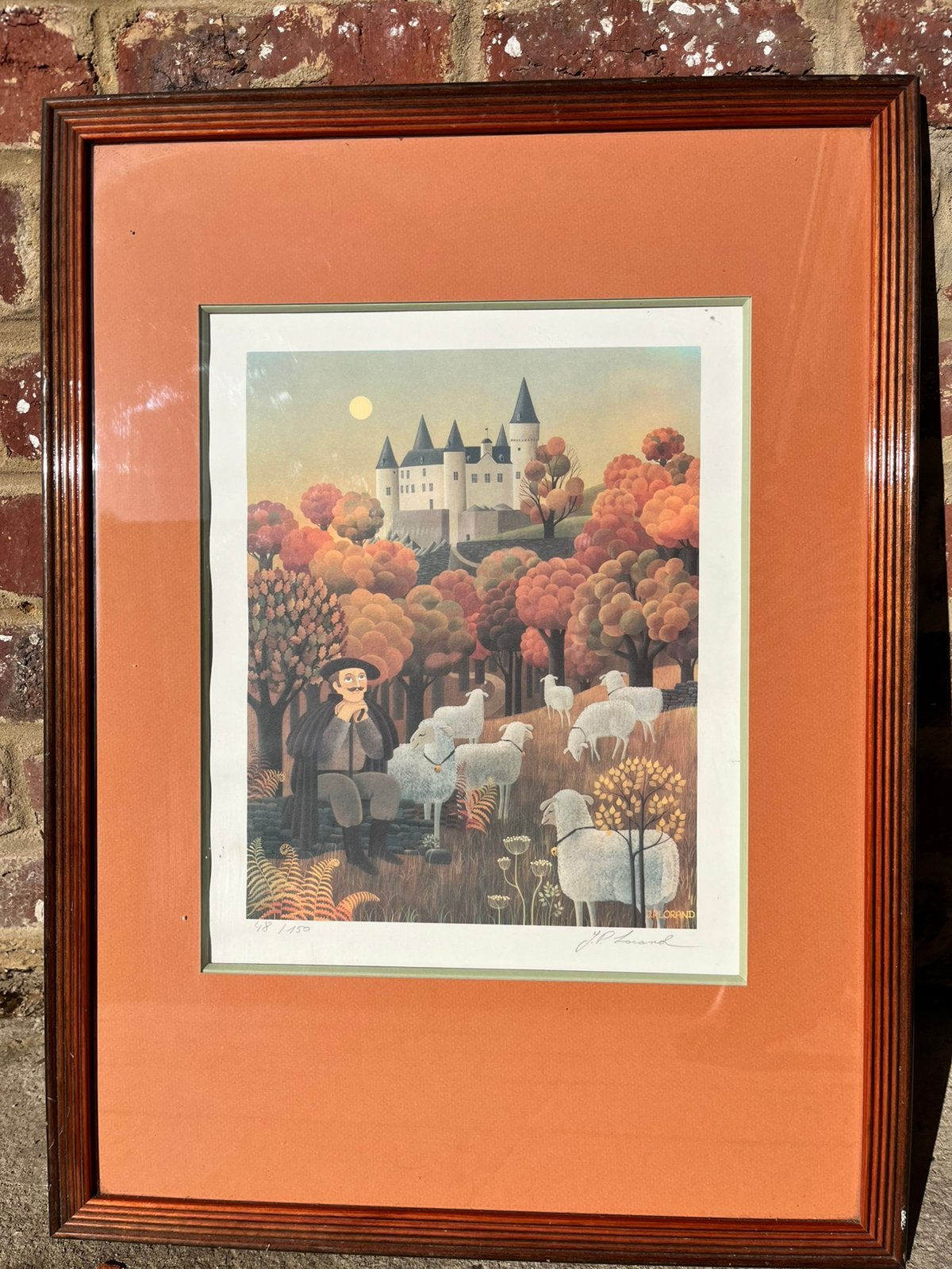 J.P. Lorand — estampe signée 48/150 — Château de Vêves, Antiquités & Art, Enlèvement, Vintage, Signé, Paysage