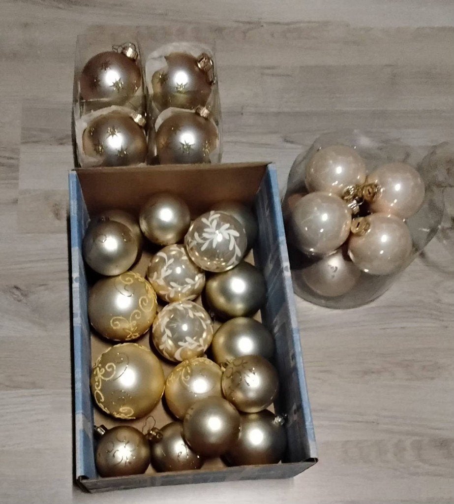 Kerstballen beige/champagne 29 stuks, Ophalen of Verzenden, Zo goed als nieuw