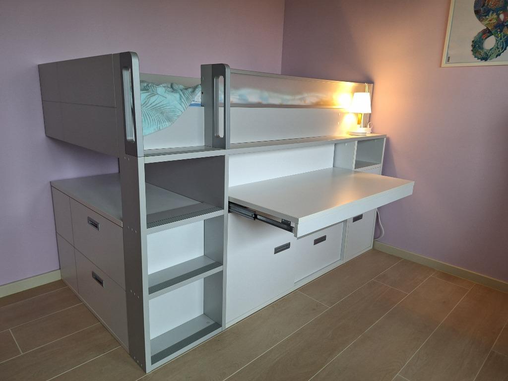 Lit - bureau Gautier Dimix ultra solide avec matelas, Enfants & Bébés, Chambre d'enfant | Lits, Comme neuf, 180 cm ou plus, 85 à 100 cm