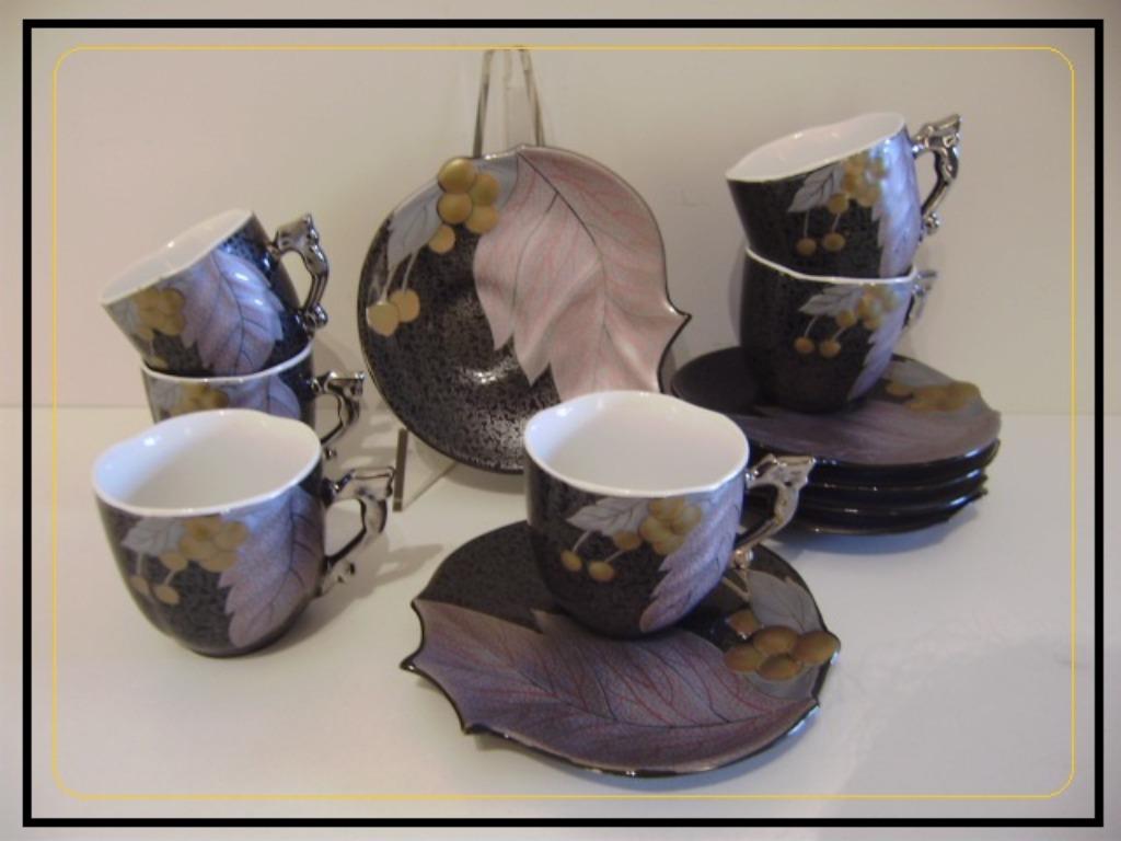 Set van 6 Porselein mokka tassen >> GHAZALA << floraal decor, Ophalen, Nieuw, Porselein, Kop(pen) en/of Schotel(s)