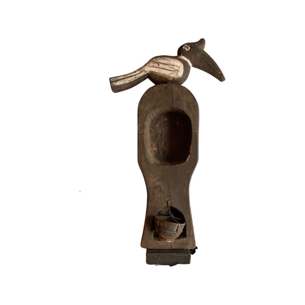 Statue Oiseau en Bois Perché - Collection Asiatique, Enlèvement ou Envoi