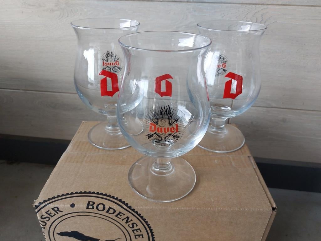 Setje van 3 Duvel glazen, Verzamelen, Ophalen of Verzenden, Nieuw, Glas of Glazen, Duvel