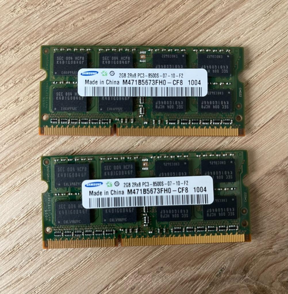 2x 2GB geheugen voor Samsung laptop, Enlèvement ou Envoi, DDR3, Utilisé, 2 GB