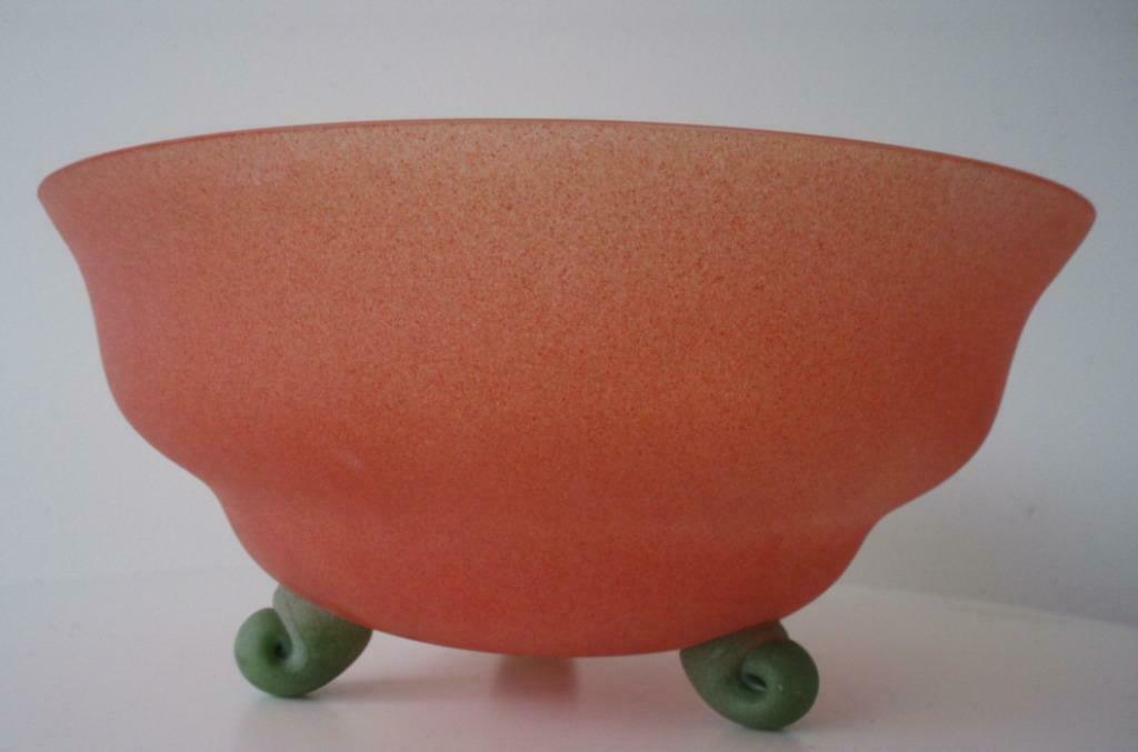 Grande Coupe Art Modern verre opalin orangé ø 25 cm Impecc, Comme neuf, Verre, Enlèvement, Autres styles