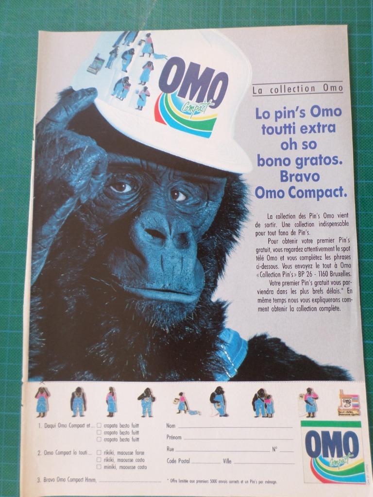 OMO pins - publicité papier - 1991, Collections, Enlèvement ou Envoi, Utilisé, Autres types