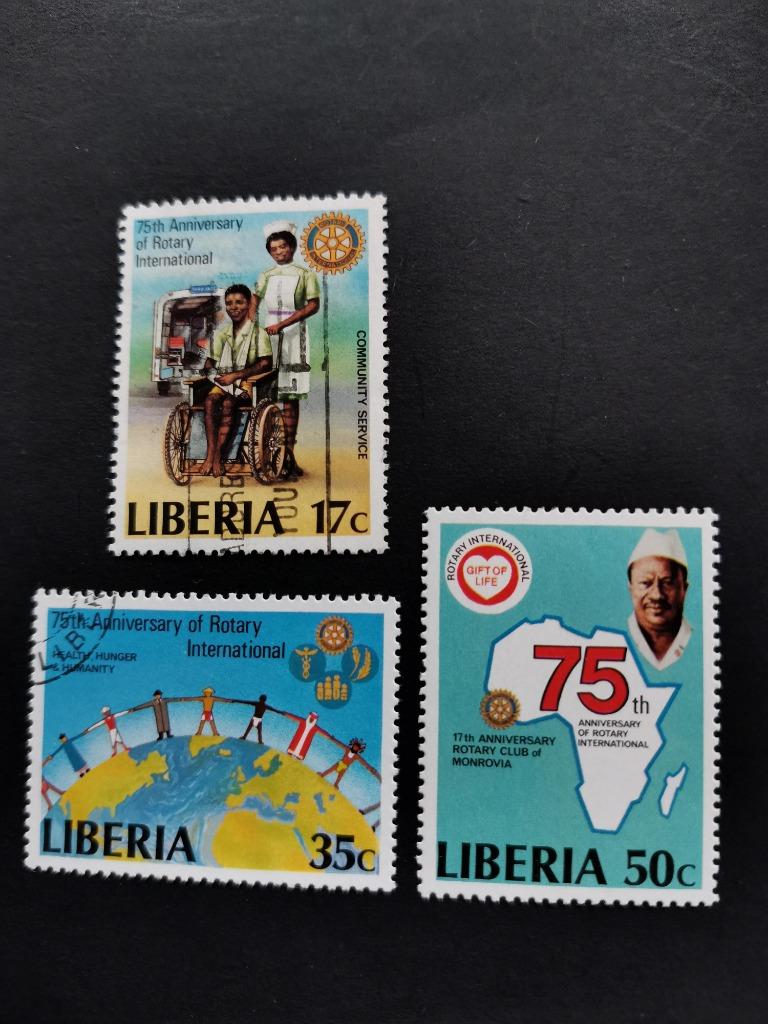 Liberia 1979 - Rotary - rolstoel, landkaart, president, Ophalen of Verzenden, Overige landen, Gestempeld