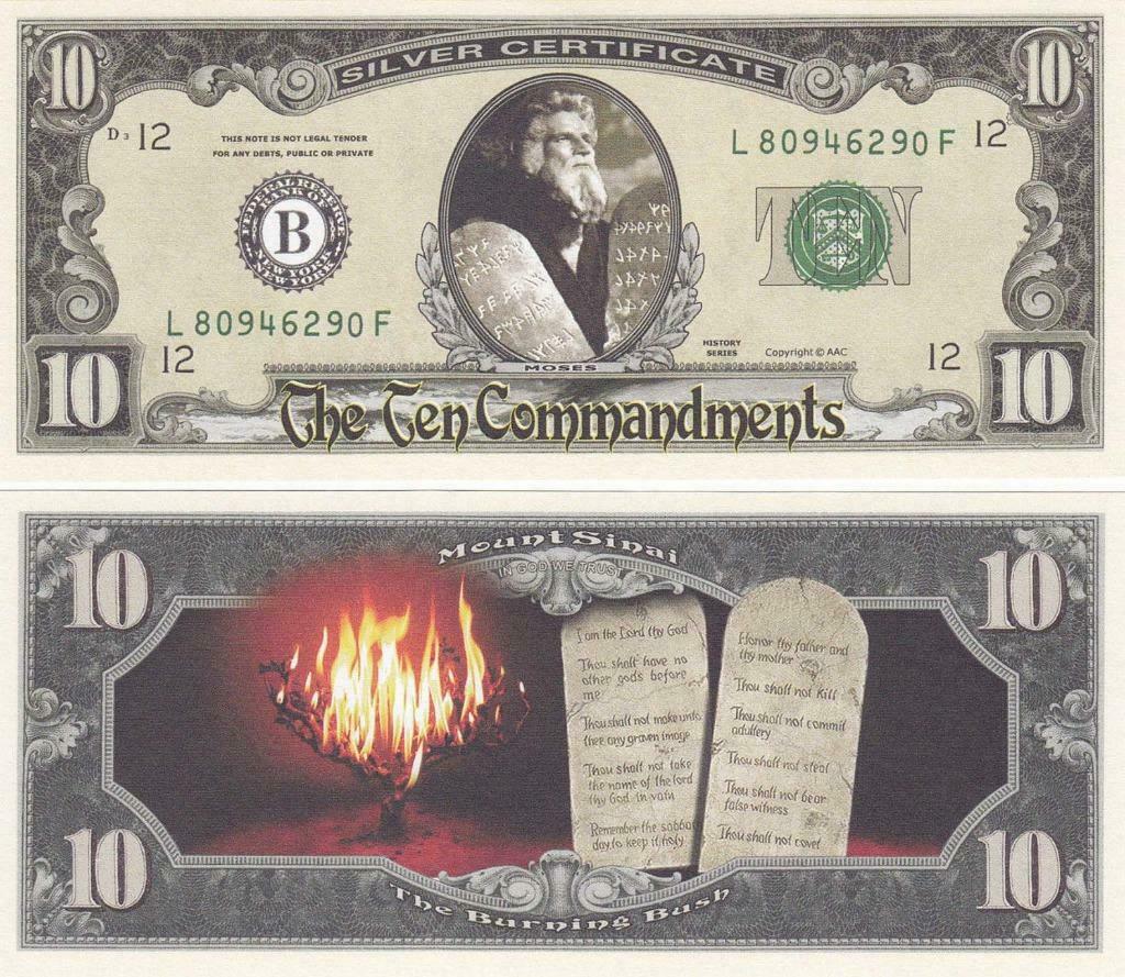 USA 10 US Dollar 'Ten Commandments' - Moses - NEW - Crisp, Envoi, Amérique du Nord, Billets en vrac