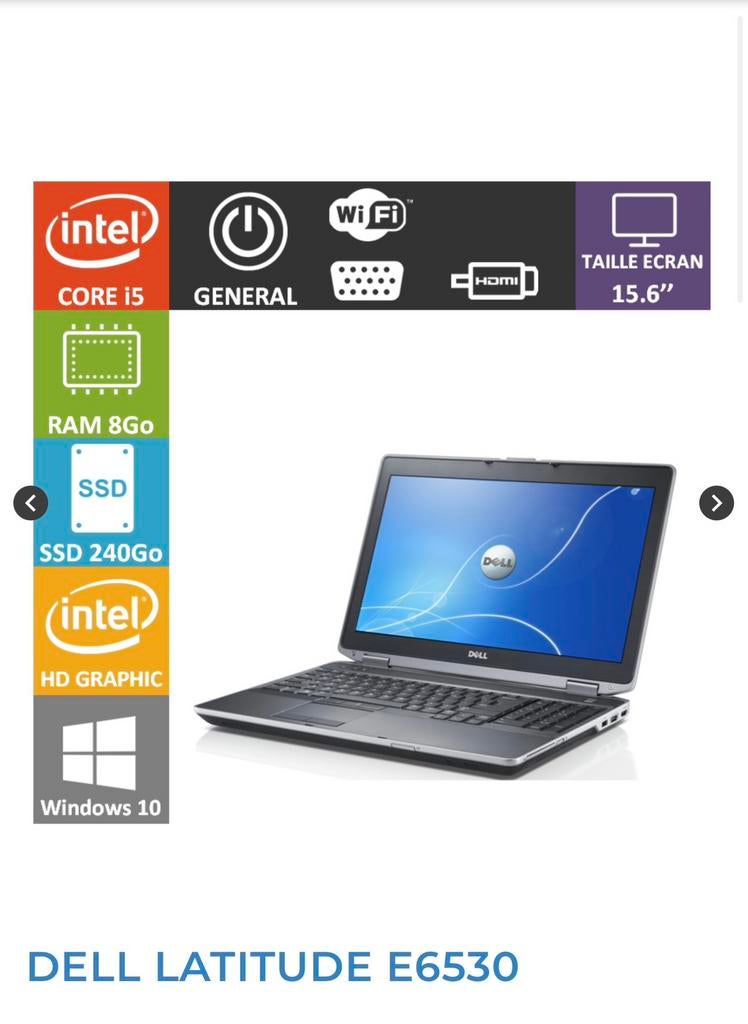 DELL Latitude E6530, Ophalen, Zo goed als nieuw, Azerty, SSD