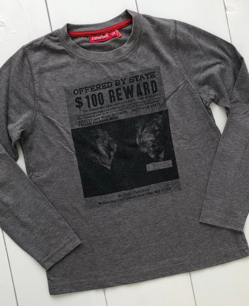 longsleeve Someone 128 grijs met print, Gebruikt, Ophalen of Verzenden, Someone, Shirt of Longsleeve