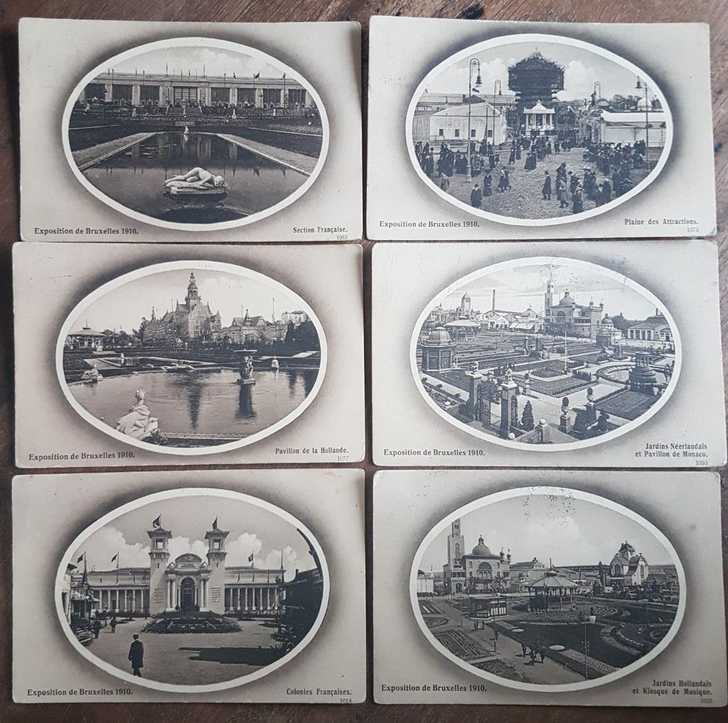 6x Carte postale Exposition de Bruxelles, Bruxelles 1910, Collections, Enlèvement ou Envoi, Avant 1920, Affranchie, Bruxelles (Capitale)