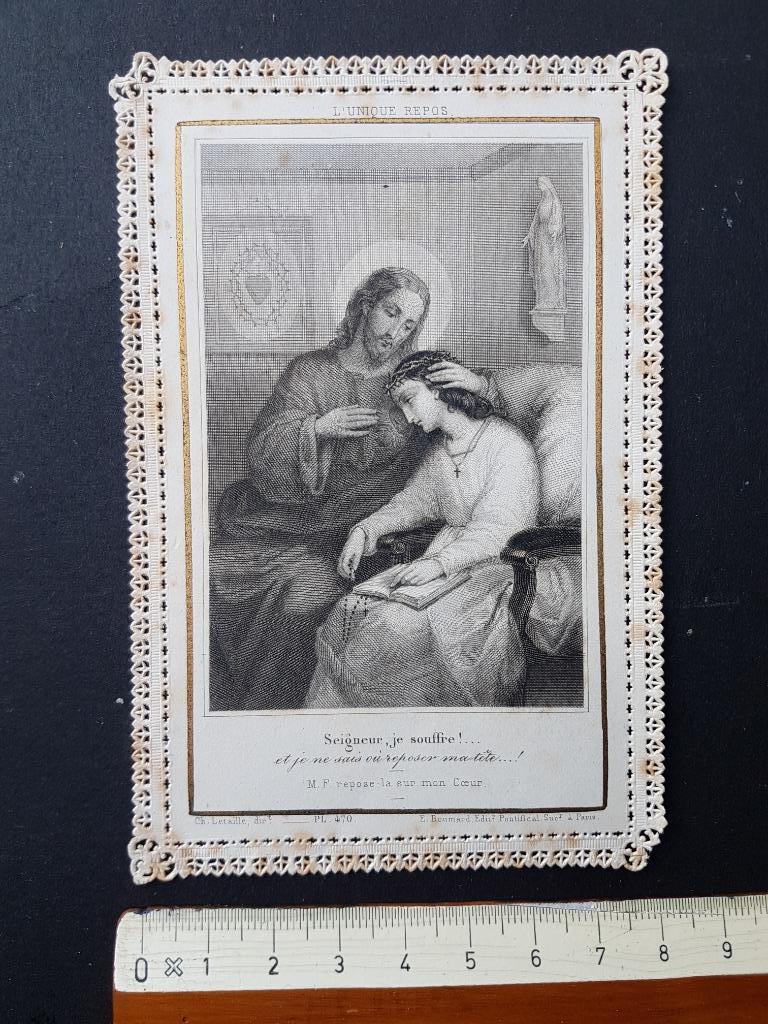 Santje Heiligenprentje met kant Holy card Devotie, Verzamelen, Bidprentjes en Rouwkaarten, Verzenden, Bidprentje