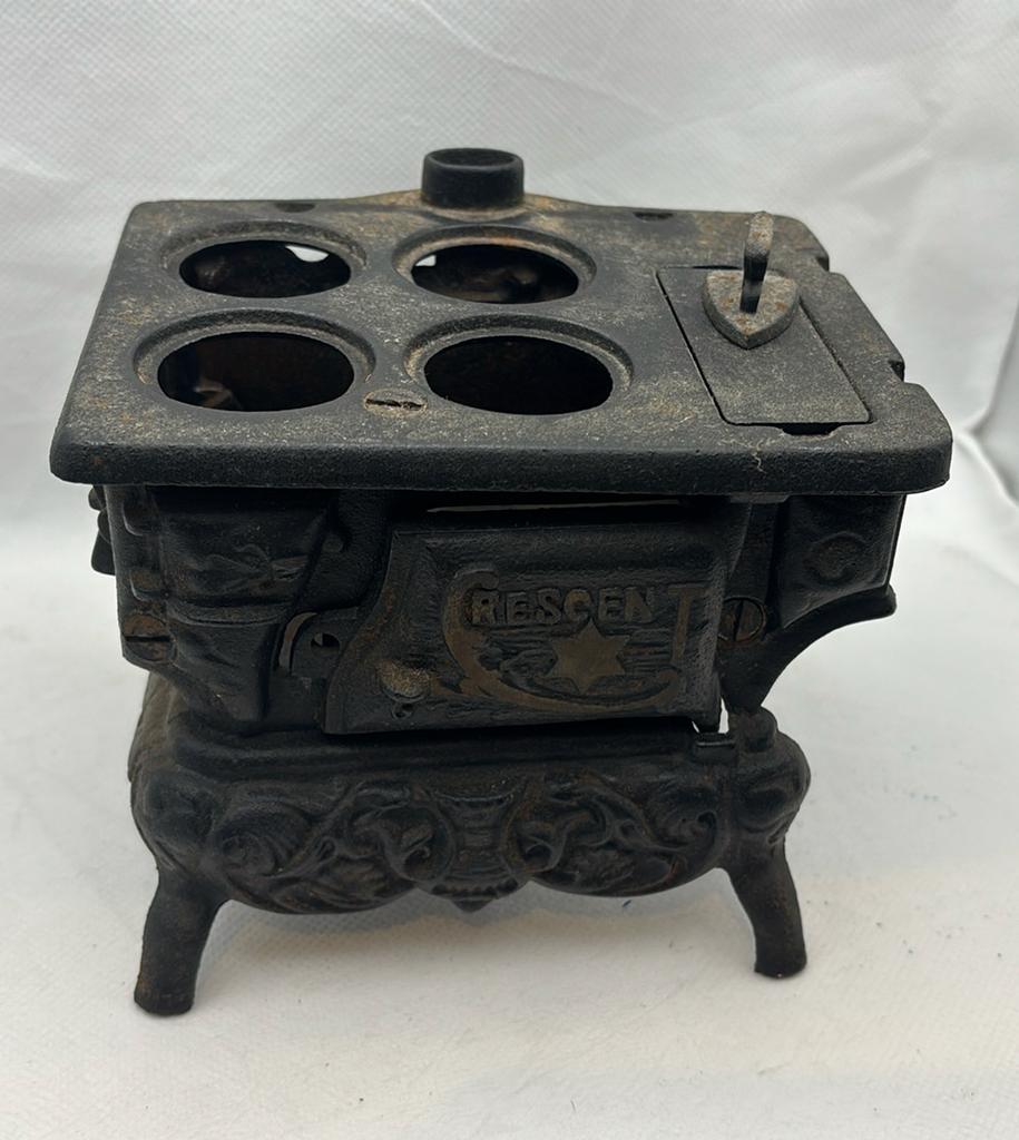 Vintage Mini Cresent gietijzeren verkoper van kookfornuis, Ophalen of Verzenden