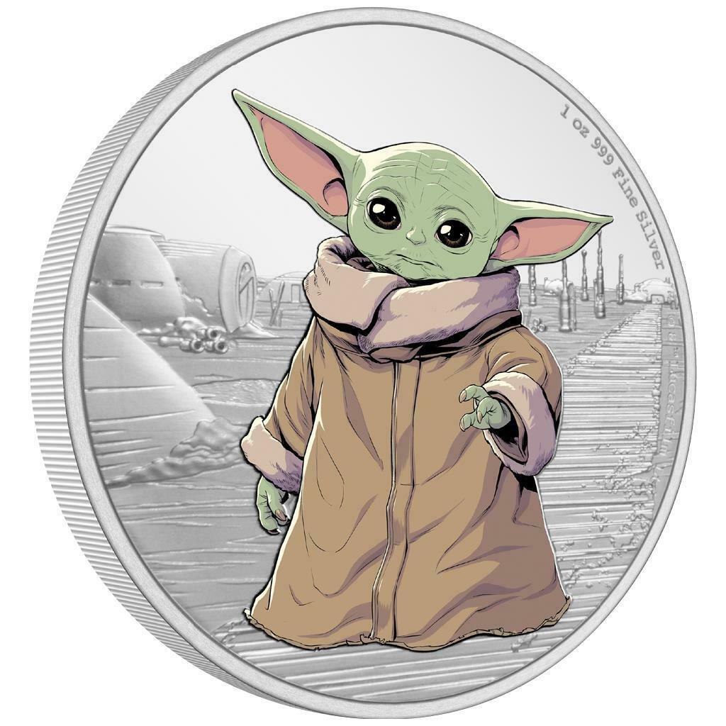 Star Wars Mandalorian - The Child - 1 Oz zilver Niue PROOF!, Ophalen of Verzenden, Losse munt, Zilver
