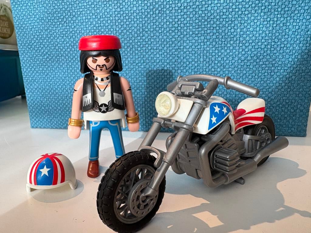 Motard Playmobil 5280 avec hélicoptère, Enlèvement ou Envoi, Comme neuf, Ensemble complet