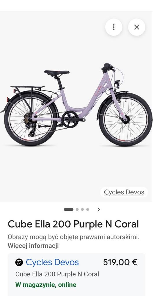 Meisjesfiets 20 inch  Cube Ella 200 Purple N Coral, Enlèvement ou Envoi, Cube