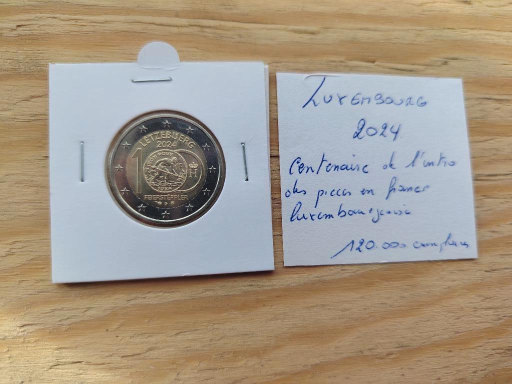 2 € Luxembourg 2024 " 100 ans de pièces luxembourgeoises ", Timbres & Monnaies, Monnaies | Europe | Monnaies euro, Enlèvement ou Envoi