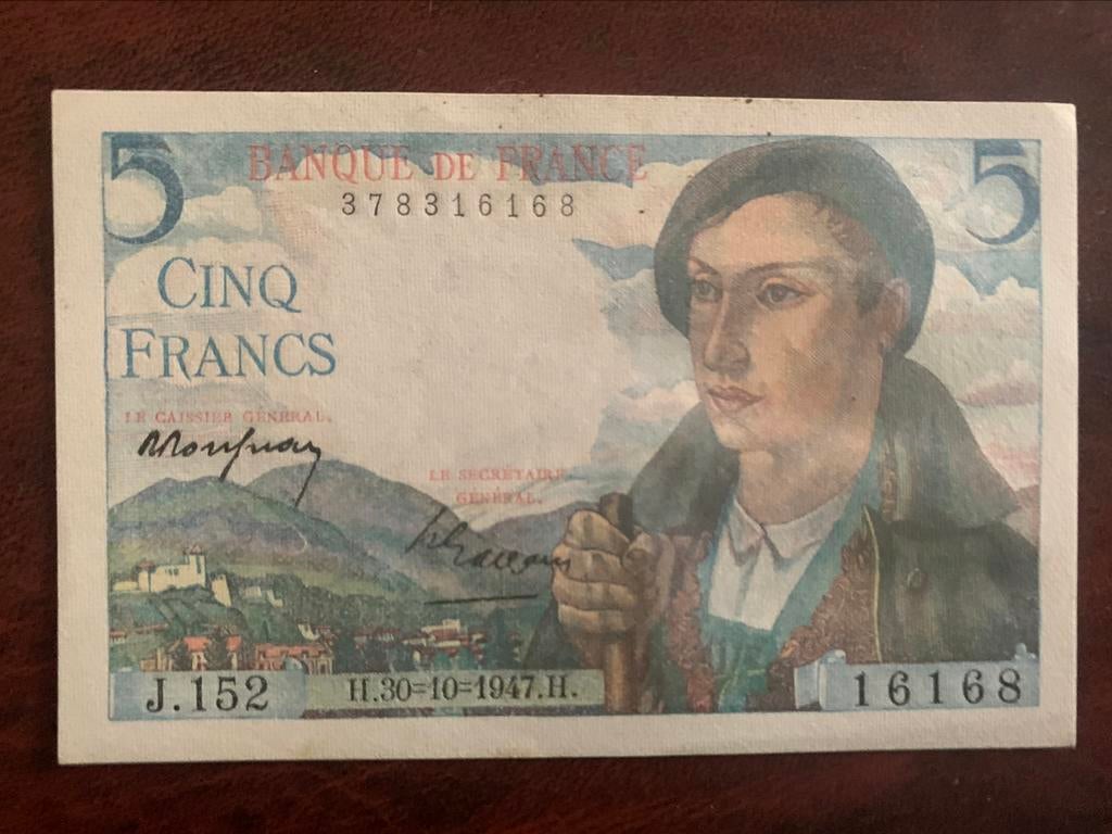 Frankrijk 5 francs 1947 B+, Ophalen of Verzenden, Frankrijk, Los biljet