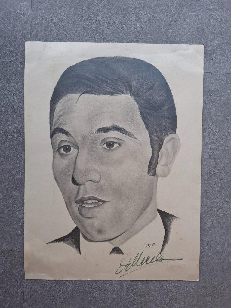 Gesigneerde tekening Eddy Merckx, Verzamelen, Ophalen of Verzenden, Gebruikt, Spelerskaart