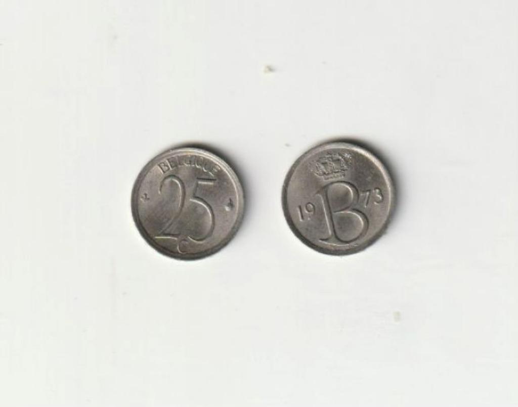 BELGIE BELGIUM  BOUDEWIJN 25 C 1973 FR, Ophalen of Verzenden, Metaal, Losse munt