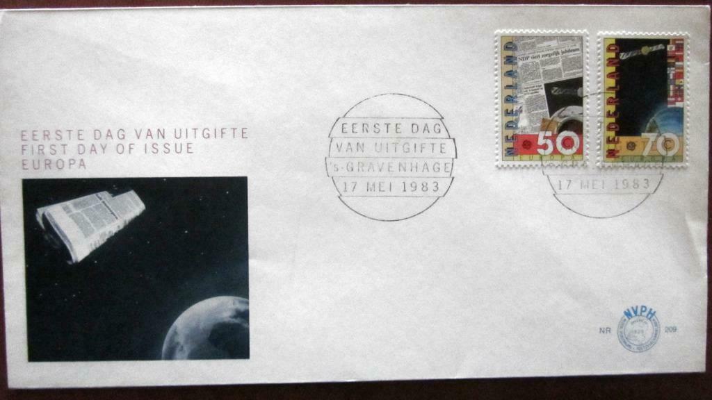 FIRST DAY COVER- THEMA RUIMTEVAART- NEDERLAND, Ophalen of Verzenden, Gestempeld, Overige thema's