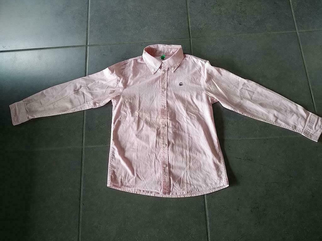 wit-rood geruit hemd - United Colors of Benetton - 10-11 j., Garçon, United Colors of Benetton, Chemise ou Chemisier, Comme neuf