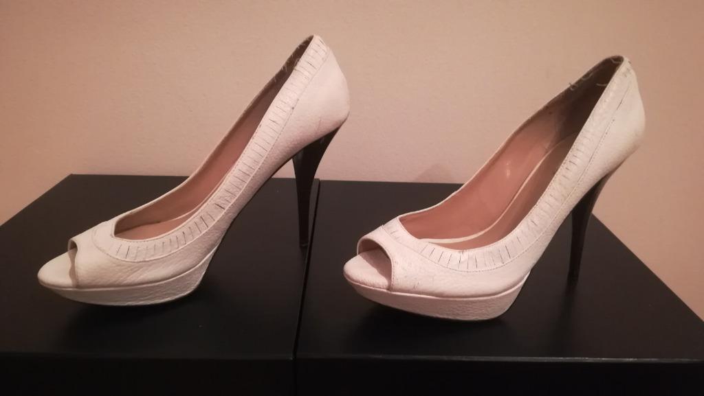 50A* ZARA mooie witte pumps met open teen (41), Pumps, Verzenden, Zo goed als nieuw, Wit