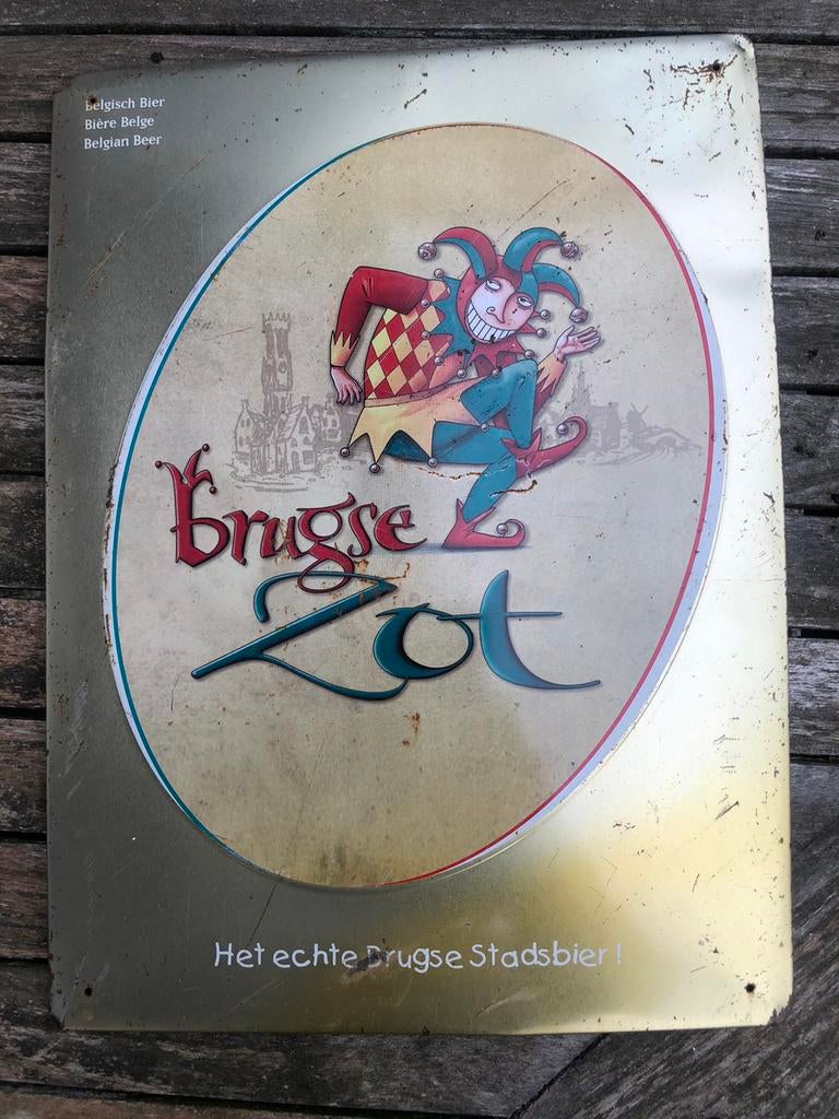 Panneau d'affichage Brugse Zot., Collections, Enlèvement, Utilisé, Panneau publicitaire