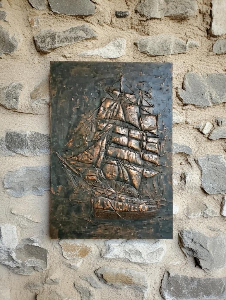 Koperschilderij „Ship, Sailboat” 1925., Ophalen of Verzenden