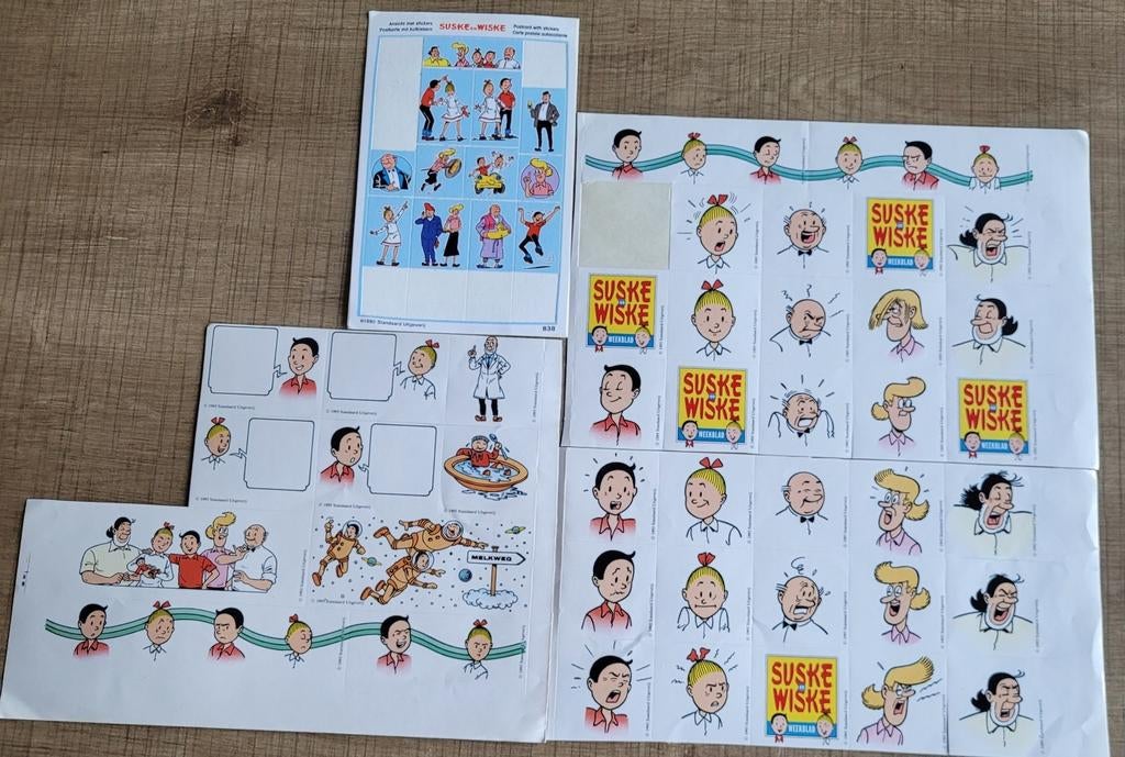 53 stickers: Suske en Wiske, Enlèvement ou Envoi, Comme neuf, Bande dessinée ou Dessin animé