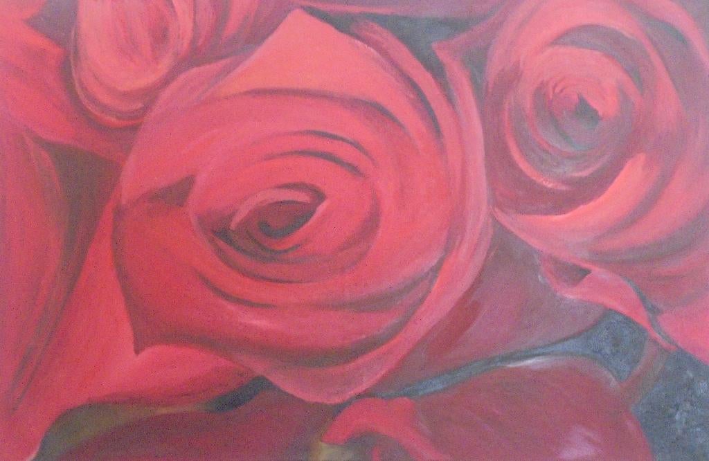 grande peinture à l'huile « roses » (75x115 cm), Antiquités & Art, Art | Peinture | Moderne, Enlèvement ou Envoi