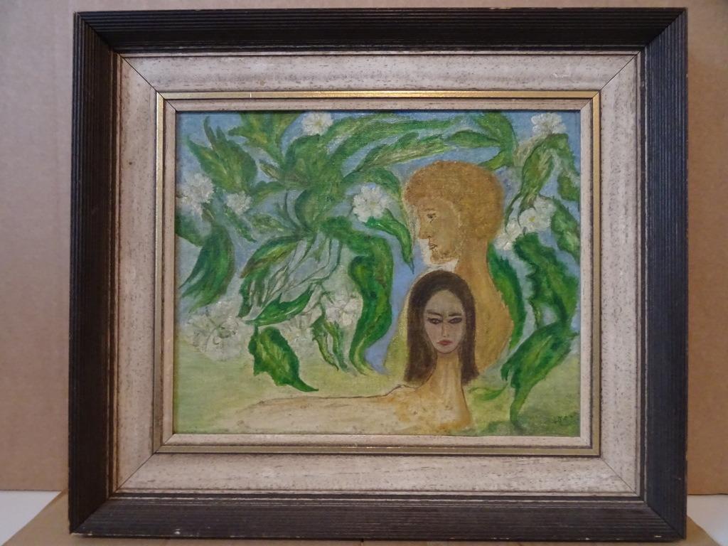 Moderne kunst Adam en Eva Man en vrouw abstracte kunst 1970, Antiek en Kunst, Ophalen of Verzenden