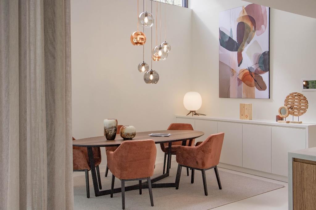 Design hanglamp “Moby” combinatie 7 bollen | Topstaat, Ophalen, Zo goed als nieuw, Glas, Moderne of landelijke woningen