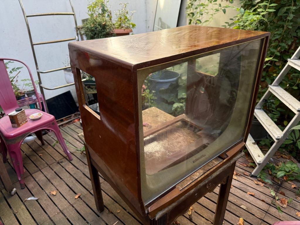 Télévision 1960 façon acajou, avec vitre,MasterVoice, Antiquités & Art, Enlèvement