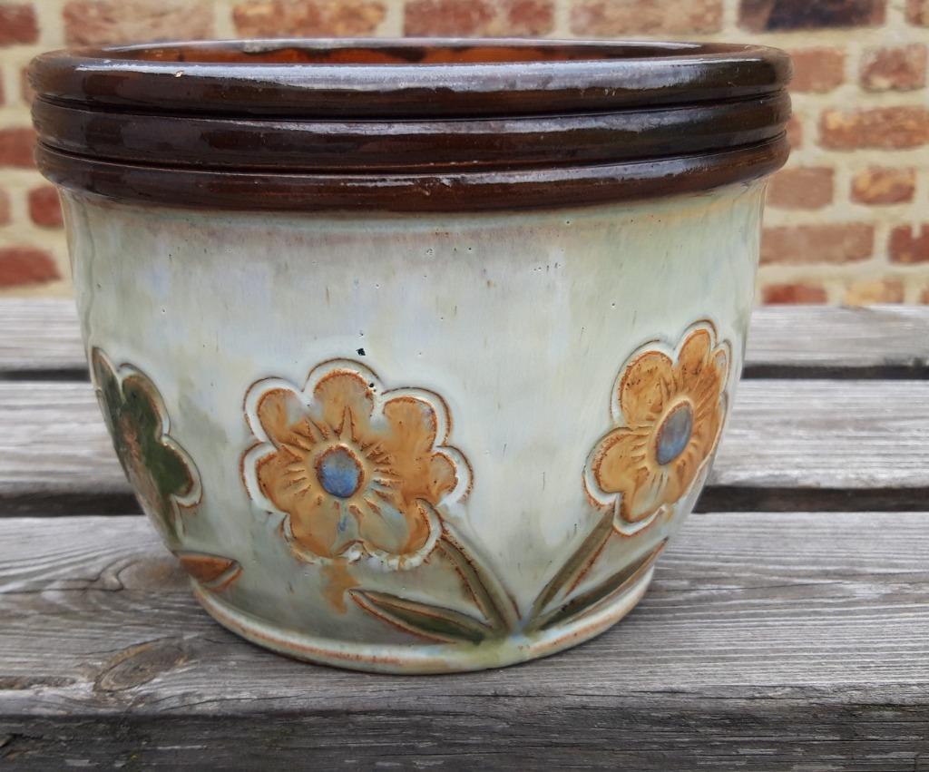 vintage bloempot, merk Armogrès, Ophalen, Rond, Zo goed als nieuw, Aardewerk