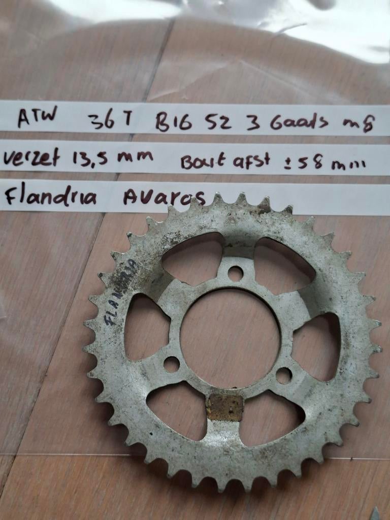 Achtertandwiel Flandria Avaros 32 / 36T, Fietsen en Brommers, Ophalen of Verzenden