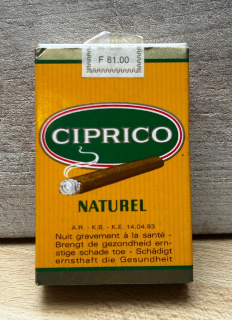 Oud pakje Ciprico Cigarillos 1993-2000, Verzamelen, Ophalen of Verzenden, Zo goed als nieuw, Tabaksdoos of Verpakking