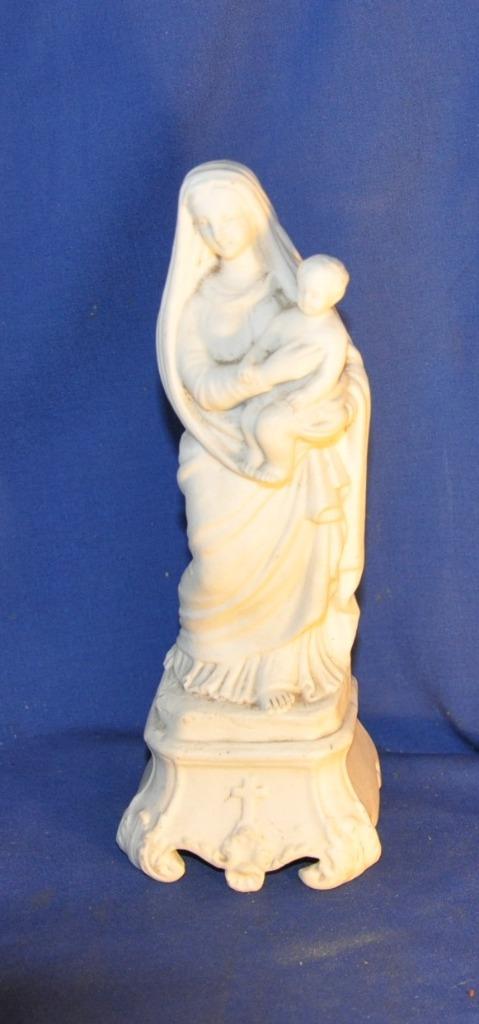 statue vierge a enfant sur socle biscuit blanc, Enlèvement ou Envoi