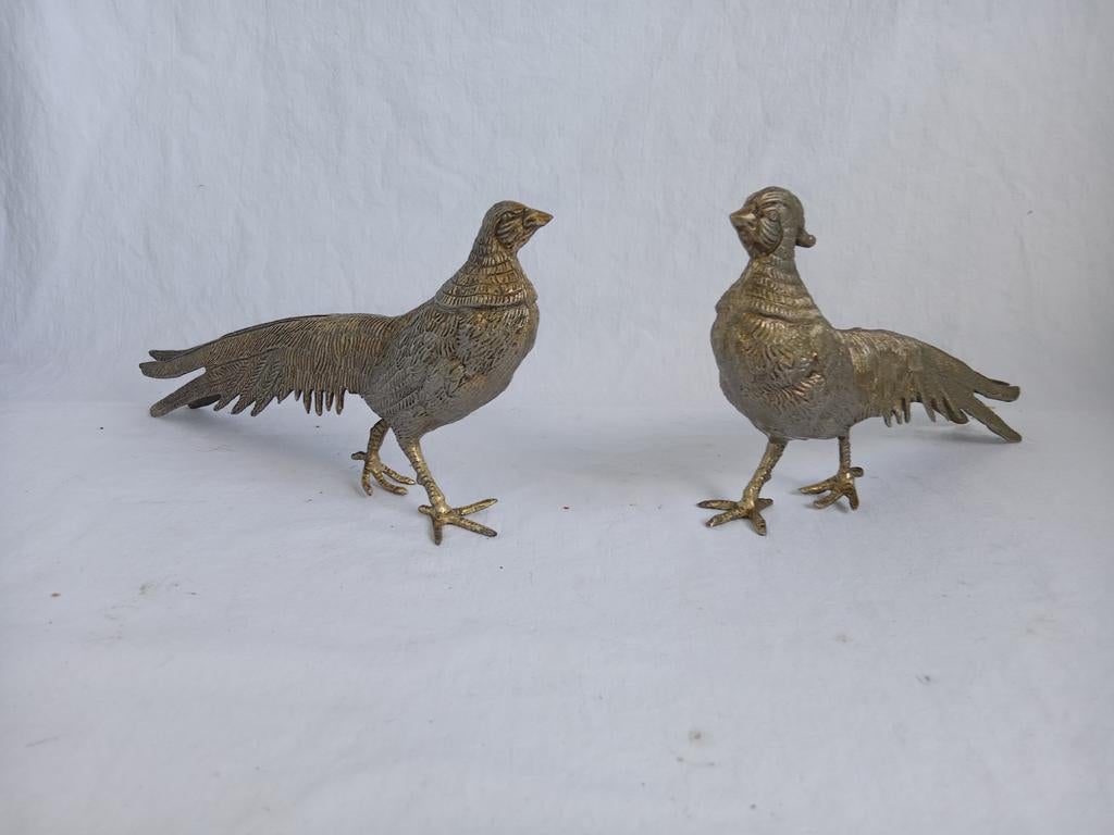 2 Faisans en bronze dorée, Antiquités & Art, Enlèvement ou Envoi, Bronze