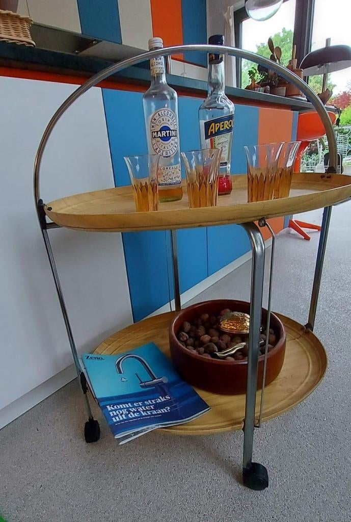 Vintage serveerwagen, trolley, Antiek en Kunst, Ophalen