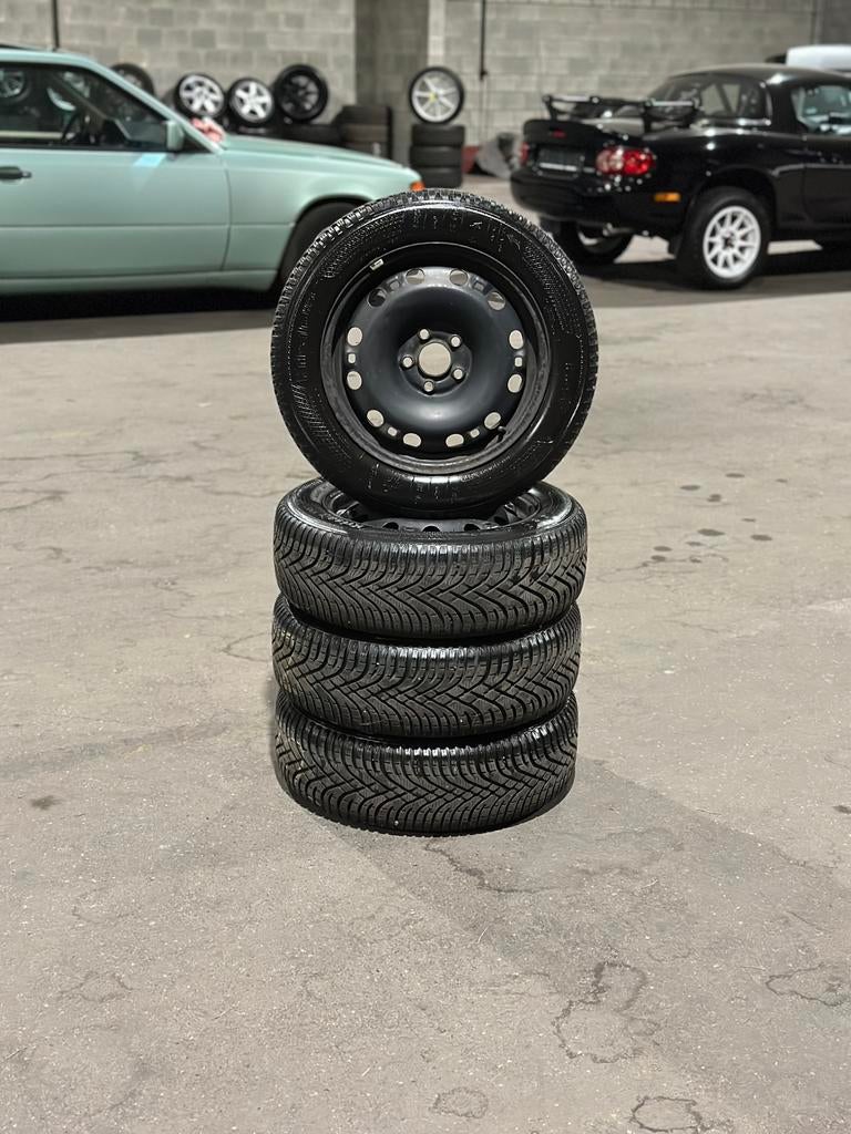 Set stalen velgen 15 inch 5X100 met winterbanden, Auto-onderdelen, Ophalen, 15 inch, Banden en Velgen, 185 mm