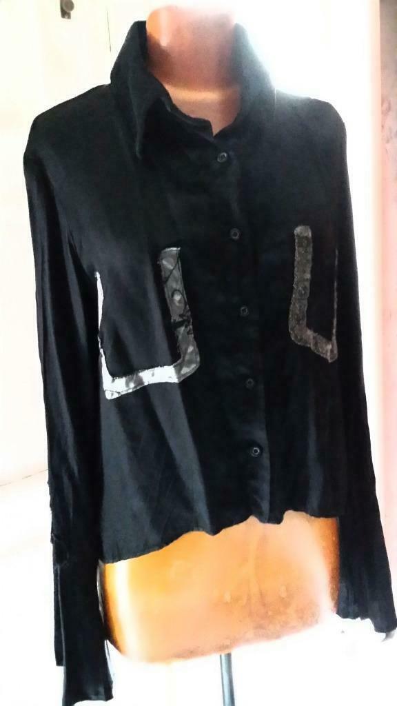 Bloes zijde met velours en ribfluweel zwart nieuw, Ophalen of Verzenden, Nieuw, Maat 38/40 (M), Zwart