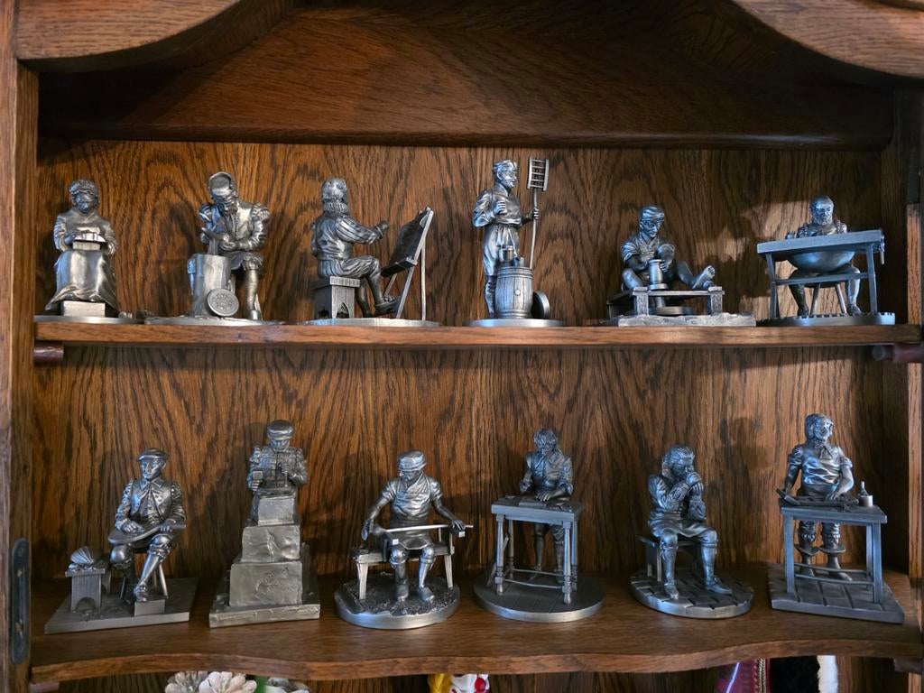 Collection 12 figurines des métiers en étain, Antiek en Kunst, Antiek | Tin, Ophalen of Verzenden