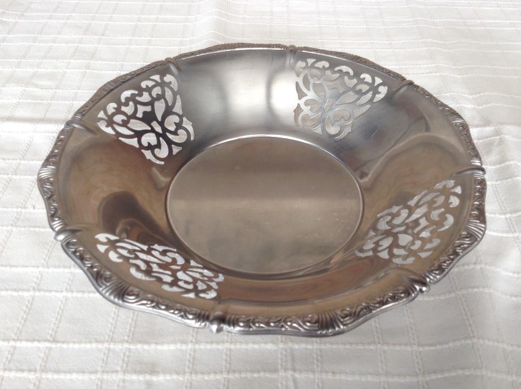 Vintage design schaal Alfra Alessi RVS gesigneerd Ø27.5, Ophalen of Verzenden