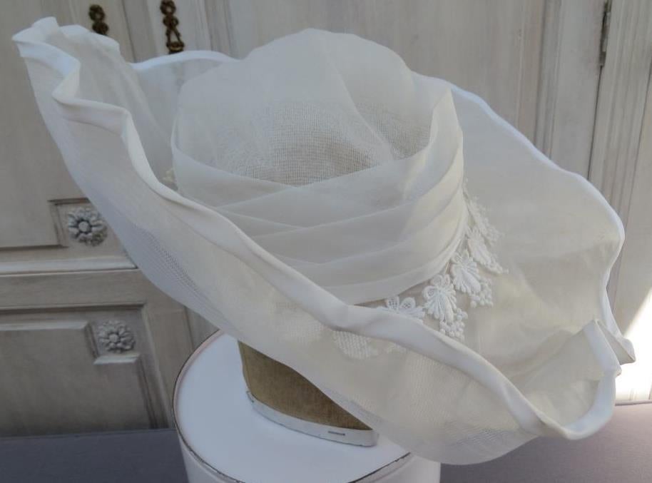 vieux grand chapeau blanc des années 70 1974 porté une fois, Enlèvement ou Envoi, Chapeau