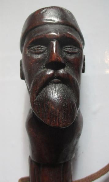 antieke houten handgesneden wandelstok met Afrikaanse kop, Antiek en Kunst, Verzenden